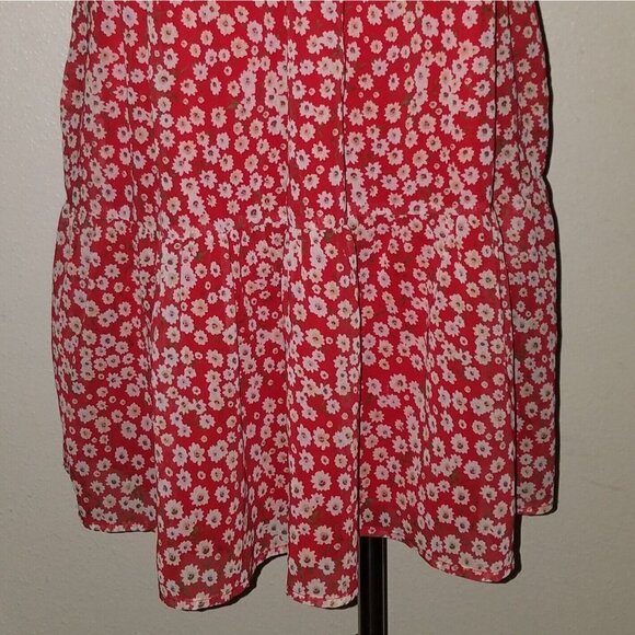 NWOT BaeVely Red Floral Spaghetti Strap Tunic? Mini Dress? Lined Size Medium - Picture 3 of 11